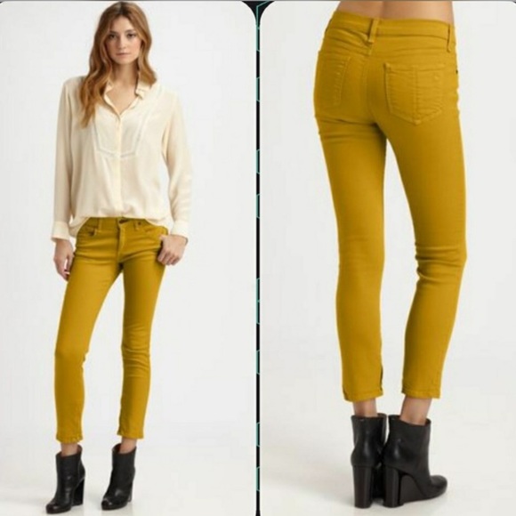 Rag & Bone Zipper Capri Skinny jeans Mustard Yellow - Picture 2 of 11